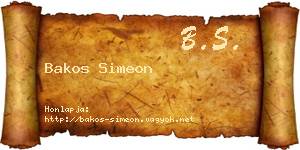 Bakos Simeon névjegykártya